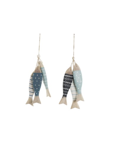 Decorazione pensile Home ESPRIT Azzurro Bianco Naturale Pesci 5 x 5 x 20 cm (2 Unità) Decorazione pensile Home ESPRIT Azzurro Bianco Naturale Pesci 5 x 5 x 20 cm (2 Unità)