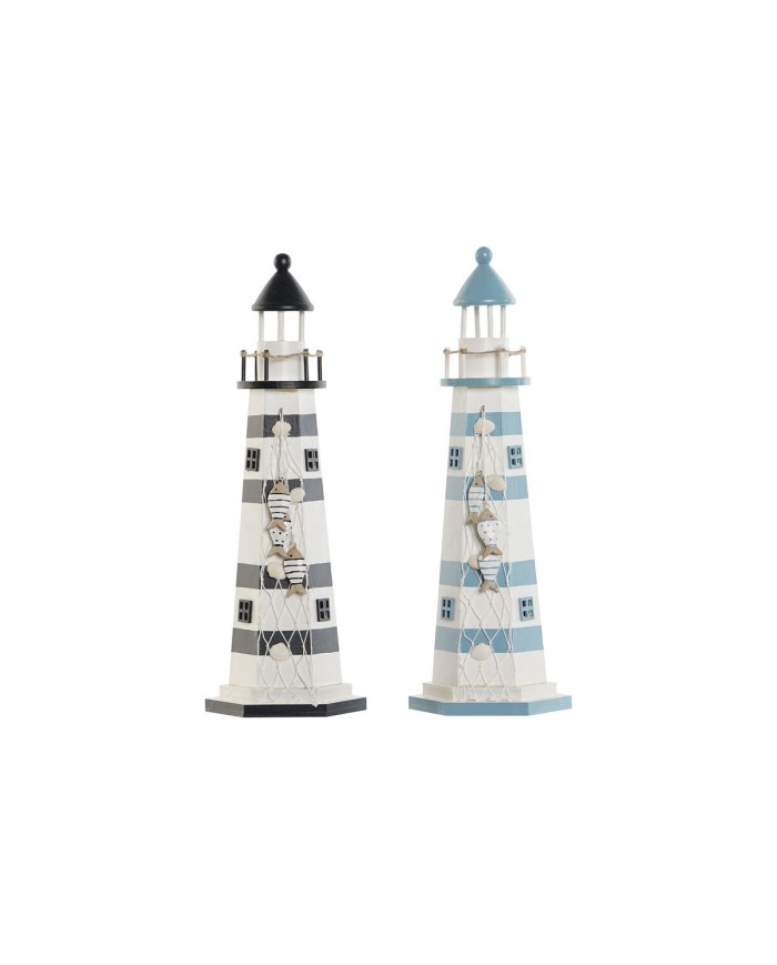 Decorazione luminosa Home ESPRIT Legno Marinaio Faro 14 x 14 x 40 cm (2 Unità)