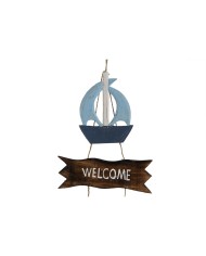 Decorazione pensile Home ESPRIT Azzurro Naturale 25 x 2 x 74 cm