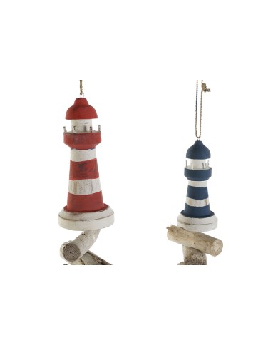 Decorazione pensile Home ESPRIT Azzurro Bianco Rosso Faro 12 x 4 x 100 cm (2 Unità)
