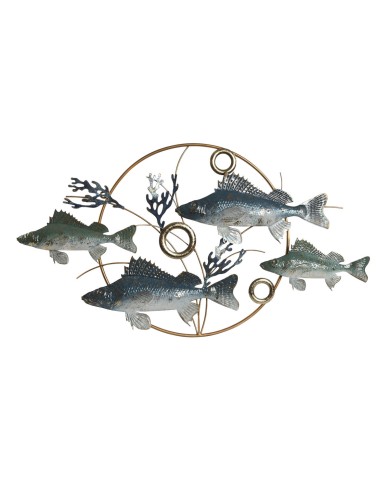 Decorazione da Parete Home ESPRIT Azzurro Dorato Mediterraneo Pesci 91 x 4,5 x 50 cm Decorazione da Parete Home ESPRIT Azzurro Dorato Mediterraneo Pesci 91 x 4,5 x 50 cm