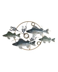 Decorazione da Parete Home ESPRIT Azzurro Dorato Mediterraneo Pesci 91 x 4,5 x 50 cm