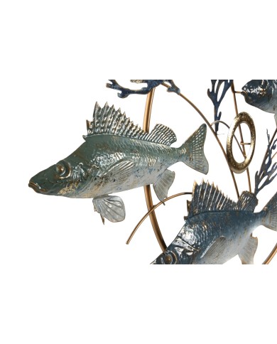 Decorazione da Parete Home ESPRIT Azzurro Dorato Mediterraneo Pesci 91 x 4,5 x 50 cm