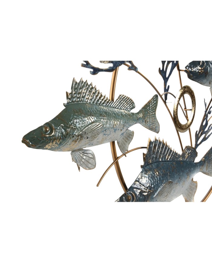 Decorazione da Parete Home ESPRIT Azzurro Dorato Mediterraneo Pesci 91 x 4,5 x 50 cm