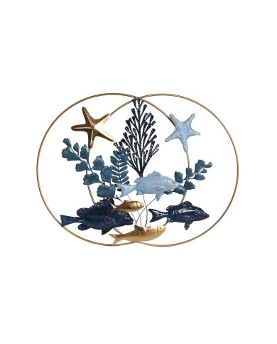 Decorazione da Parete Home ESPRIT Azzurro Dorato Mediterraneo Pesci 83 x 6 x 63 cm Decorazione da Parete Home ESPRIT Azzurro Dorato Mediterraneo Pesci 83 x 6 x 63 cm