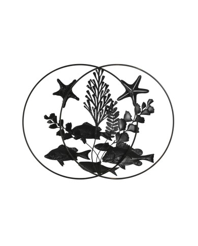 Decorazione da Parete Home ESPRIT Azzurro Dorato Mediterraneo Pesci 83 x 6 x 63 cm