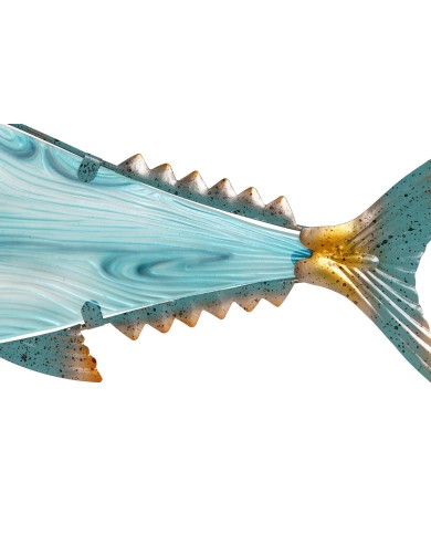 Decorazione da Parete Home ESPRIT Azzurro Multicolore Dorato Pesce Mediterraneo 70 x 4,5 x 25,5 cm (2 Unità)