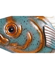 Decorazione da Parete Home ESPRIT Azzurro Multicolore Dorato Pesce Mediterraneo 70 x 4,5 x 25,5 cm (2 Unità)