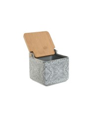 Portasale con Coperchio Home ESPRIT Azzurro Beige Rosa Lilla Bambù 750 ml 14 x 12,5 x 12 cm (2 Unità)