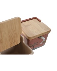 Portazucchero Home ESPRIT Beige Rosa Terracotta Lilla Bambù Dolomite 7,5 x 7,5 x 7,5 cm (2 Unità)