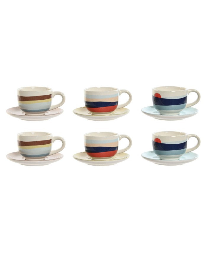 Set di Tazze da Caffè Home ESPRIT Giallo Azzurro Verde Lilla Metallo Dolomite 180 ml