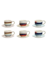 Tazza con Filtro per Infusioni Home ESPRIT Azzurro Beige Terracotta Acciaio inossidabile Porcellana 380 ml (2 Unità)