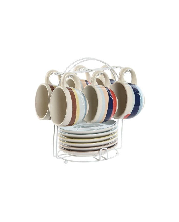 Set di Tazze da Caffè Home ESPRIT Giallo Azzurro Verde Lilla Metallo Dolomite 180 ml