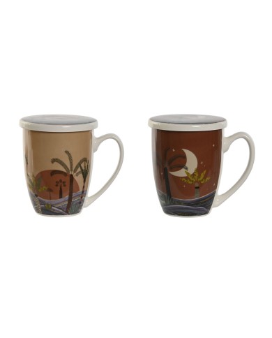 Tazza con Filtro per Infusioni Home ESPRIT Azzurro Beige Terracotta Acciaio inossidabile Porcellana 380 ml (2 Unità) Tazza con Filtro per Infusioni Home ESPRIT Azzurro Beige Terracotta Acciaio inossidabile Porcellana 380 ml (2 Unità)