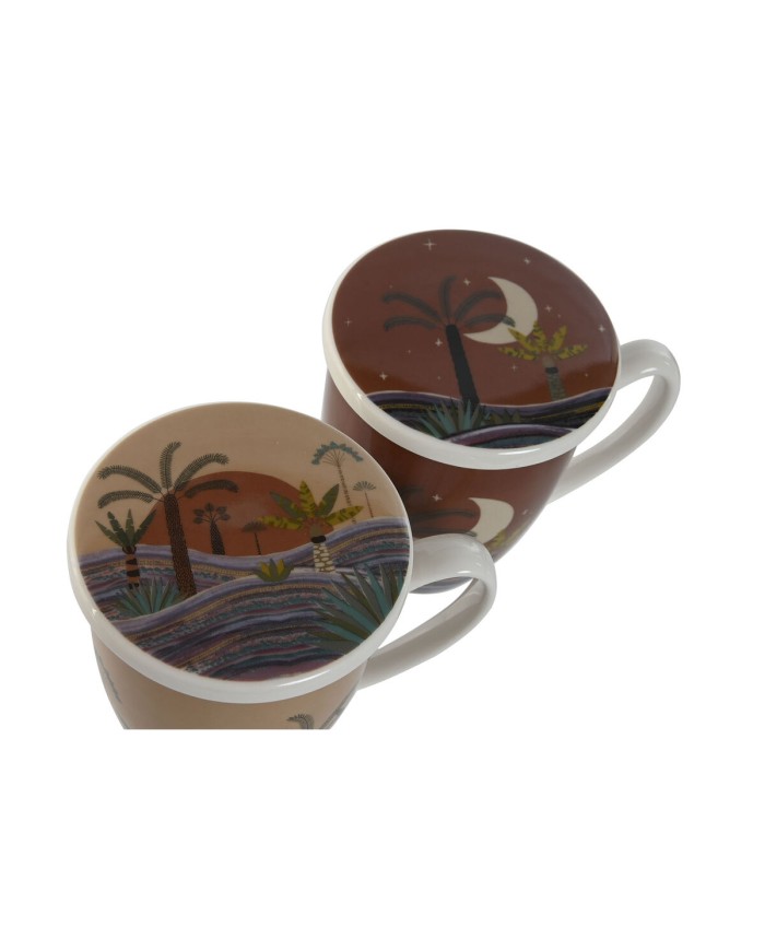 Tazza con Filtro per Infusioni Home ESPRIT Azzurro Beige Terracotta Acciaio inossidabile Porcellana 380 ml (2 Unità)