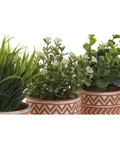 Pianta Decorativa Home ESPRIT Polietilene Cemento 12 x 12 x 17 cm (3 Unità)