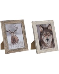 Cornice Portafoto Home ESPRIT Bianco Naturale Cristallo polistirene Scandinavo 19,5 x 2 x 24,5 cm (2 Unità)