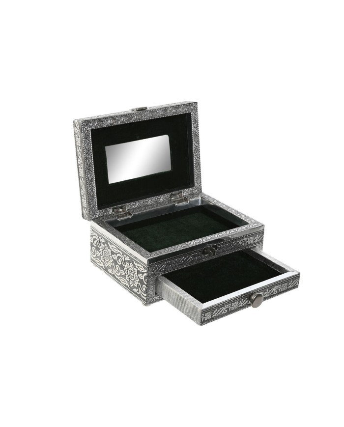 Scatola-Portagioie Home ESPRIT Verde Argentato Legno Alluminio 17,5 x 12,5 x 8,5 cm