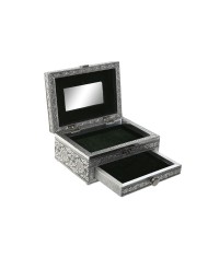 Scatola-Portagioie Home ESPRIT Verde Argentato Legno Alluminio 17,5 x 12,5 x 8,5 cm