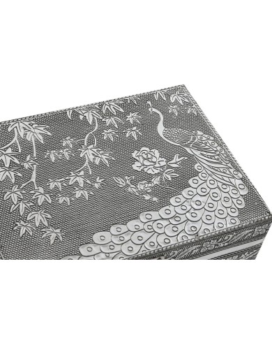 Scatola-Portagioie Home ESPRIT Verde Argentato Legno Alluminio 17,5 x 12,5 x 8,5 cm