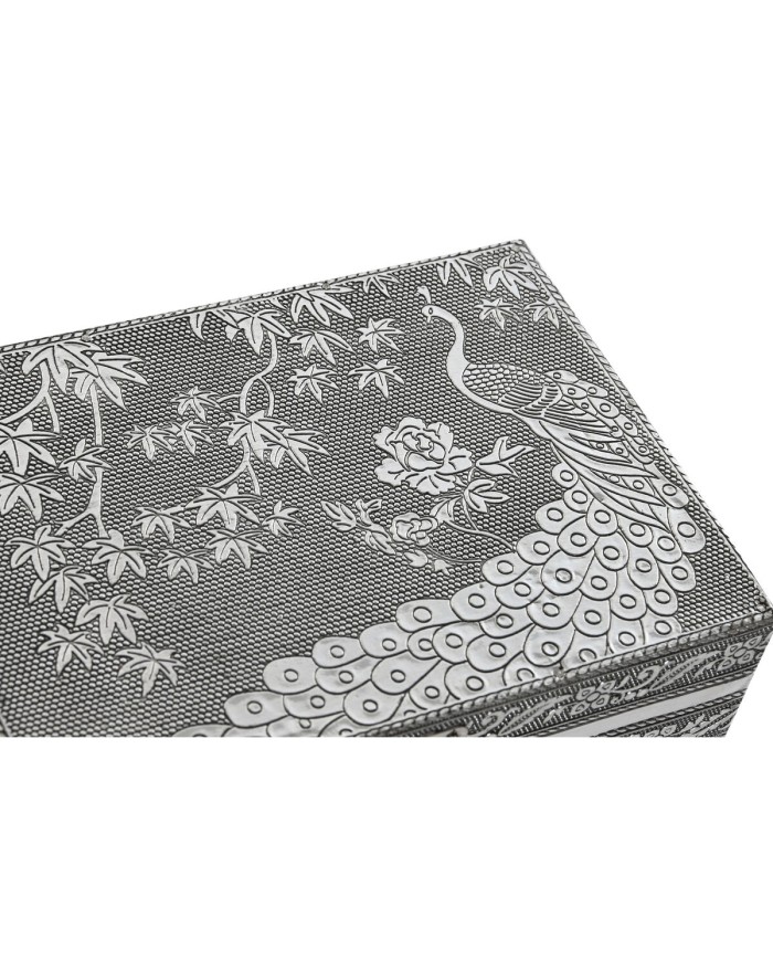 Scatola-Portagioie Home ESPRIT Verde Argentato Legno Alluminio 17,5 x 12,5 x 8,5 cm