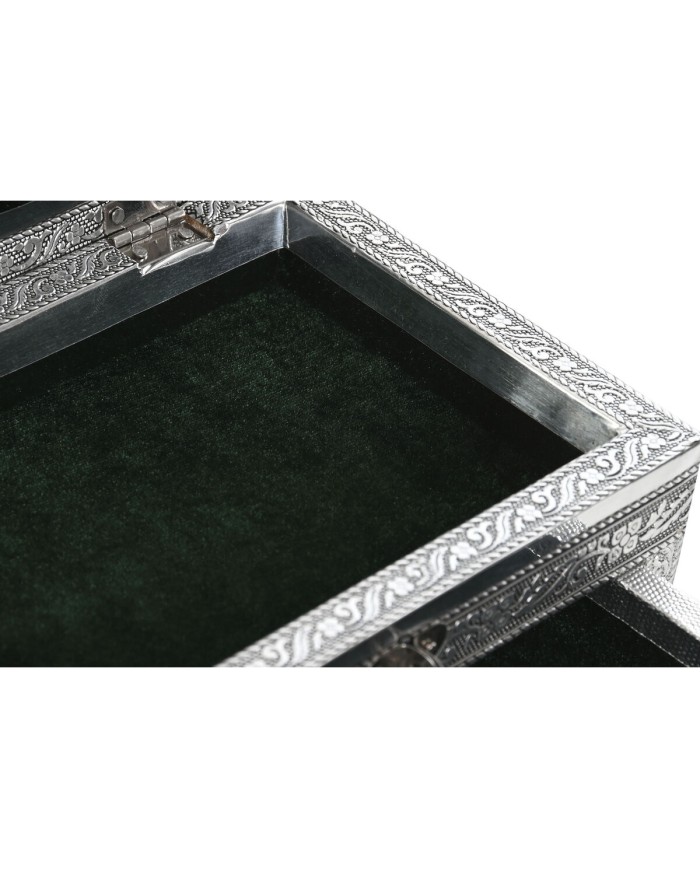 Scatola-Portagioie Home ESPRIT Verde Argentato Legno Alluminio 17,5 x 12,5 x 8,5 cm