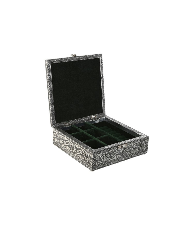 Scatola-Portagioie Home ESPRIT Verde Argentato Legno Alluminio 18 x 18 x 6 cm Scatola-Portagioie Home ESPRIT Verde Argentato Legno Alluminio 18 x 18 x 6 cm