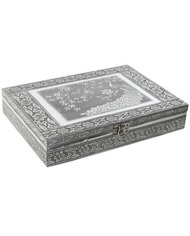Scatola-Portagioie Home ESPRIT Verde Argentato Legno Alluminio 27,5 x 20 x 5,4 cm Scatola-Portagioie Home ESPRIT Verde Argentato Legno Alluminio 27,5 x 20 x 5,4 cm