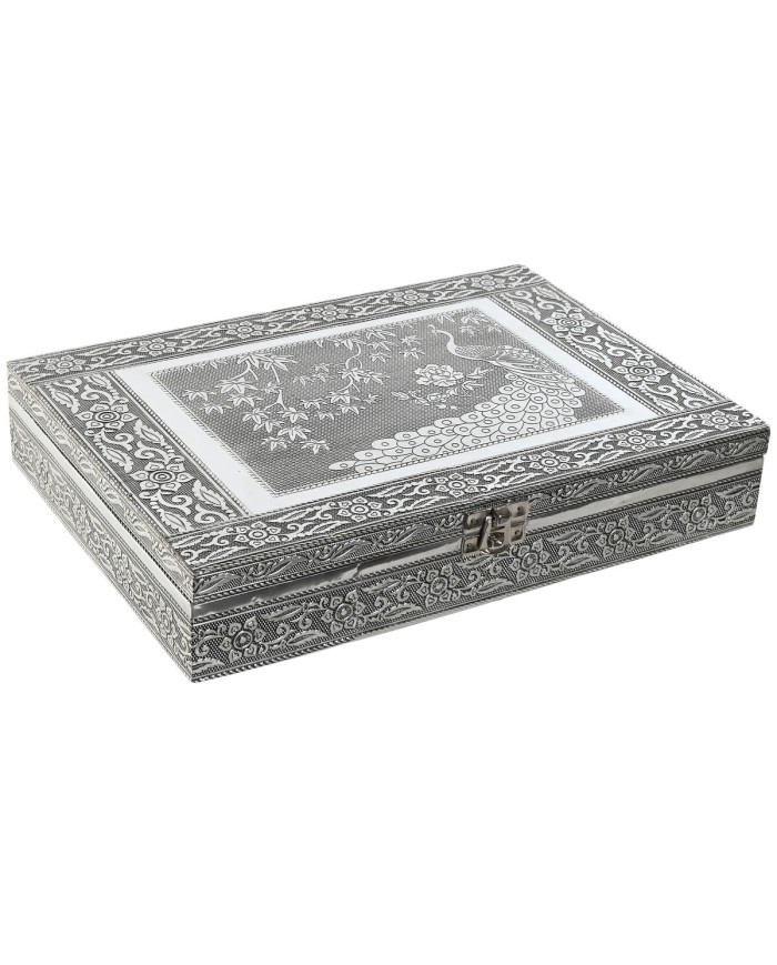 Scatola-Portagioie Home ESPRIT Verde Argentato Legno Alluminio 27,5 x 20 x 5,4 cm
