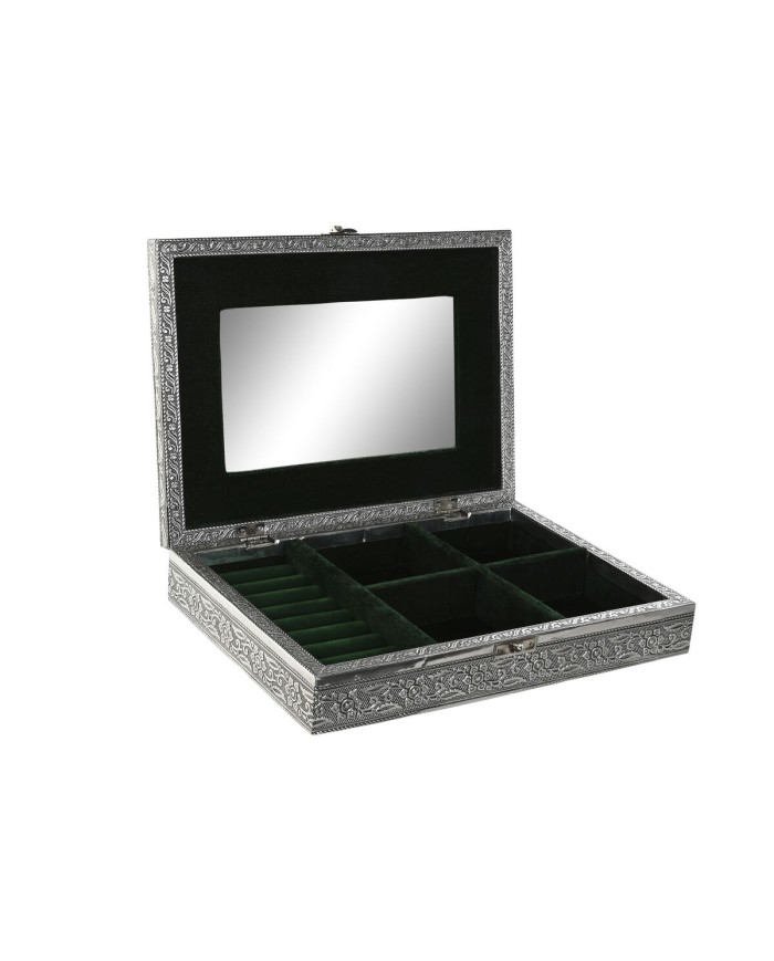 Scatola-Portagioie Home ESPRIT Verde Argentato Legno Alluminio 27,5 x 20 x 5,4 cm