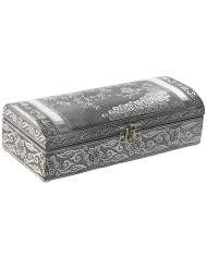Scatola-Portagioie Home ESPRIT Verde Argentato Legno Alluminio 22,5 x 17,5 x 7,6 cm