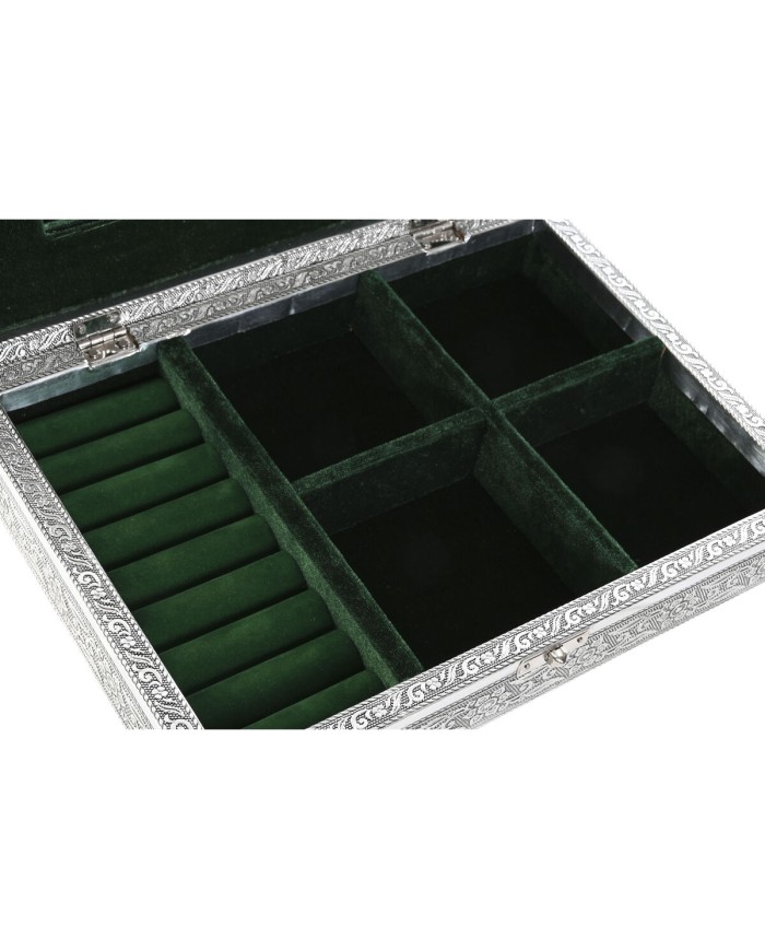 Scatola-Portagioie Home ESPRIT Verde Argentato Legno Alluminio 27,5 x 20 x 5,4 cm