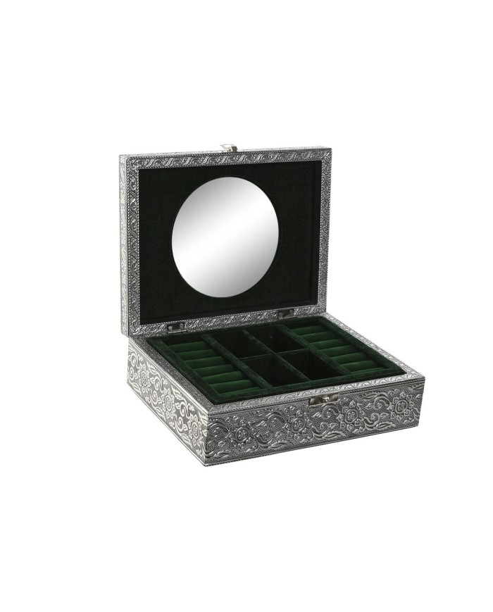 Scatola-Portagioie Home ESPRIT Verde Argentato Legno Alluminio 22,5 x 17,5 x 7,6 cm