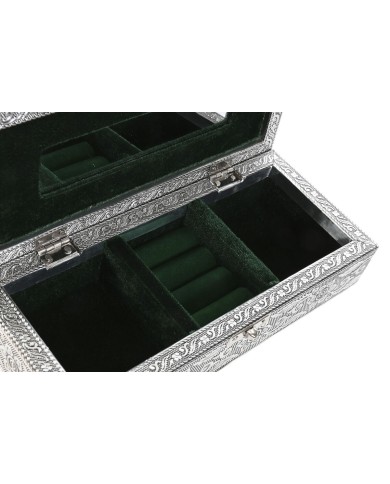 Scatola-Portagioie Home ESPRIT Verde Argentato Legno Alluminio 22,5 x 10 x 6,5 cm