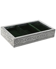 Scatola-Portagioie Home ESPRIT Verde Argentato Legno Alluminio 22,5 x 17,5 x 7,6 cm