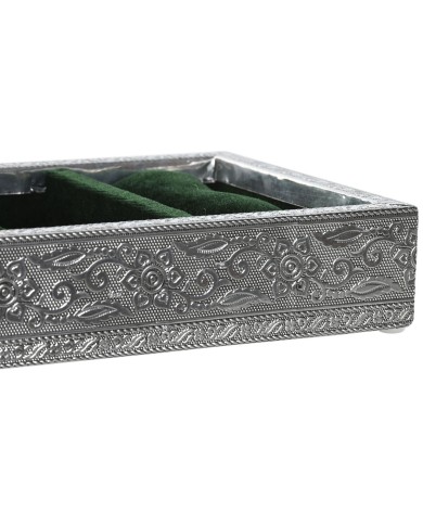 Scatola-Portagioie Home ESPRIT Verde Argentato Legno Alluminio 25 x 15 x 5 cm Scatola-Portagioie Home ESPRIT Verde Argentato Legno Alluminio 25 x 15 x 5 cm