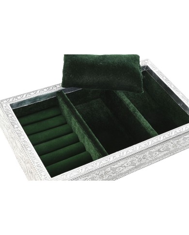 Scatola-Portagioie Home ESPRIT Verde Argentato Legno Alluminio 25 x 15 x 5 cm