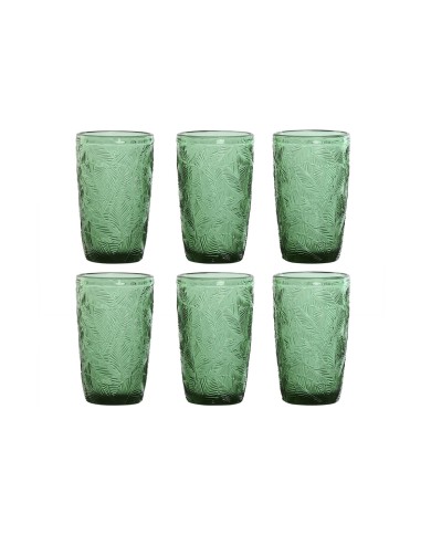 Set di Bicchieri Home ESPRIT Verde Cristallo Con rilievo 370 ml (6 Unità)