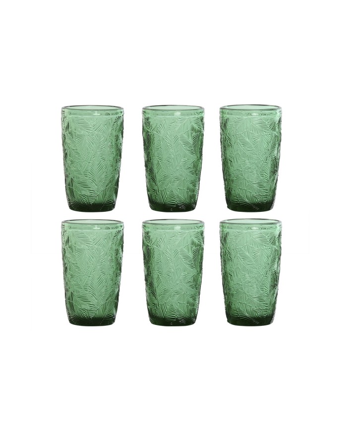 Set di Bicchieri Home ESPRIT Verde Cristallo Con rilievo 370 ml (6 Unità)