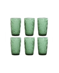 Set di Bicchieri Home ESPRIT Verde Cristallo Con rilievo 370 ml (6 Unità)