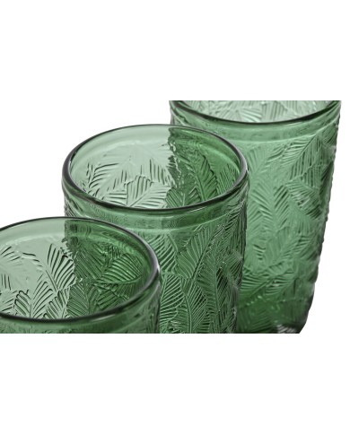 Set di Bicchieri Home ESPRIT Verde Cristallo Con rilievo 370 ml (6 Unità)