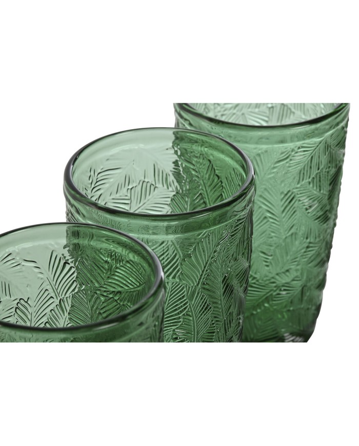 Set di Bicchieri Home ESPRIT Verde Cristallo Con rilievo 370 ml (6 Unità)