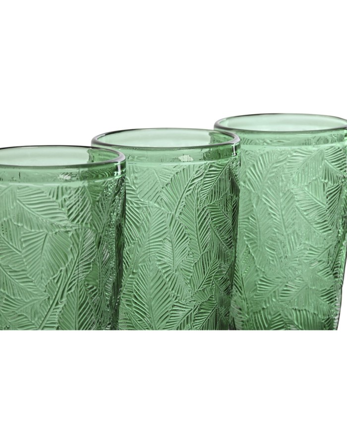 Set di Bicchieri Home ESPRIT Verde Cristallo Con rilievo 370 ml (6 Unità)