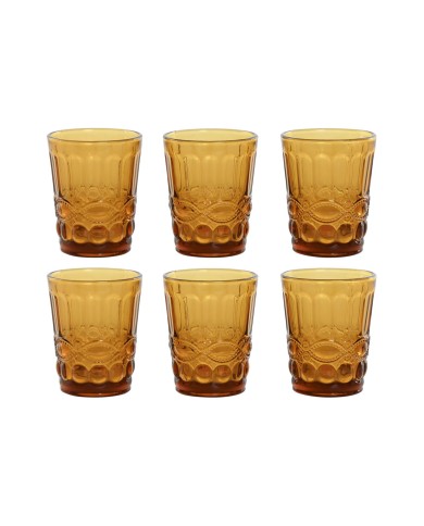 Set di Bicchieri Home ESPRIT Ambra Cristallo Con rilievo 240 ml (6 Unità)