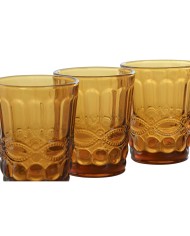 Set di Bicchieri Home ESPRIT Ambra Cristallo Con rilievo 240 ml (6 Unità)