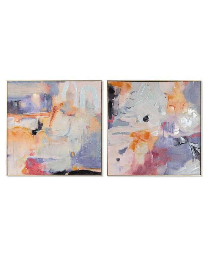 Quadro Home ESPRIT Astratto Moderno 80 x 3,5 x 80 cm (2 Unità) Quadro Home ESPRIT Astratto Moderno 80 x 3,5 x 80 cm (2 Unità)