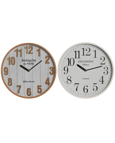 Orologio da Parete Home ESPRIT Bianco Cristallo Legno MDF 32 x 4,5 x 32 cm (2 Unità)