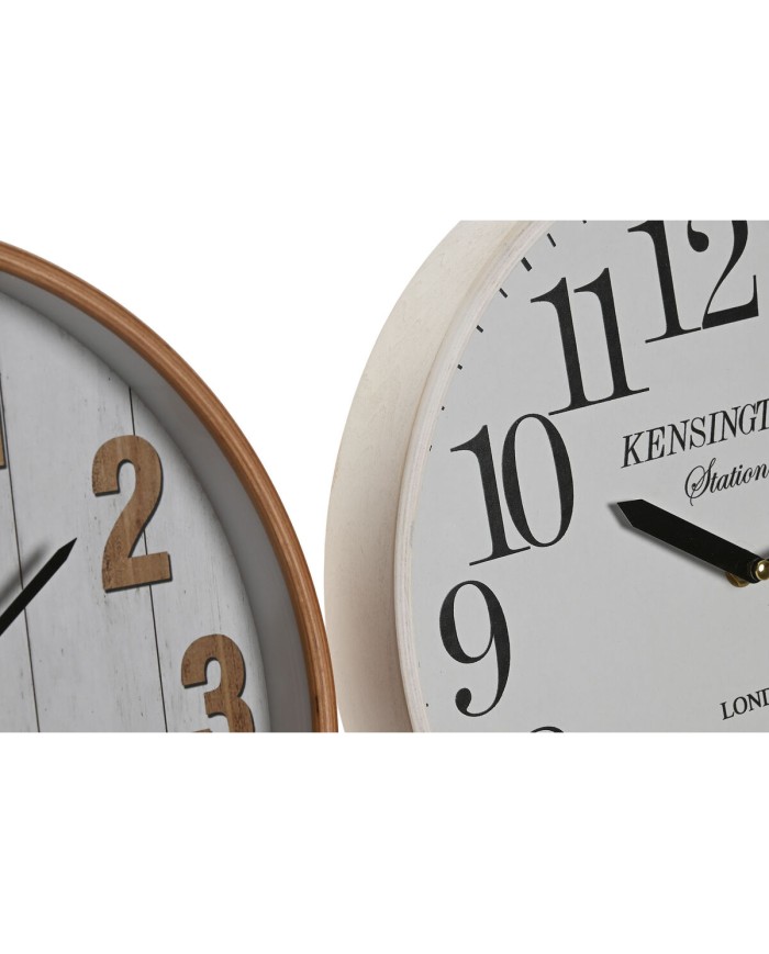 Orologio da Parete Home ESPRIT Bianco Cristallo Legno MDF 32 x 4,5 x 32 cm (2 Unità)