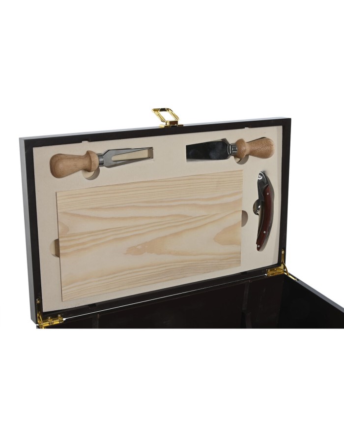 Set di Accessori per il Vino Home ESPRIT Marrone scuro Legno MDF 36 x 21 x 12 cm