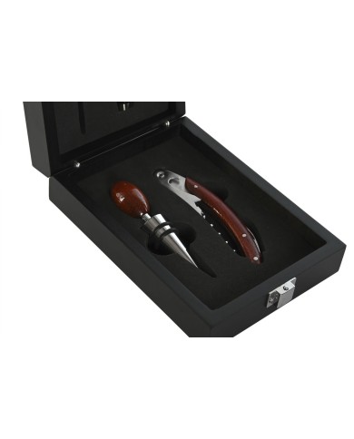 Set di Accessori per il Vino Home ESPRIT Nero Legno MDF 12 x 17 x 6 cm